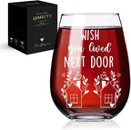 wish you lived next door wine glasses,Best Friend Birthday Gifts for Women,Funny Birthday Gifts for Women,Coworkers,best friends-115, Transparent