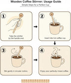 Coffee Stirrers Stir Sticks Wooden Beverage Mixer with Round Ends,Disposable Environmentally Friendly Biodegradable Cafe Grade Beverage Stir Sticks for 6 Inch Coffee Milk Cocktail Tea (100)