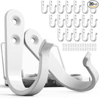 Hook for Hanging - 20PCS Hook for Hanging, Wall Hooks for Coats, Heavy Duty Single Prong Wall Hooks with 40 Pieces Screws (White)