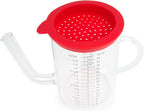 Fox Run Gravy and Fat Separator, with Measurements and Strainer, Glass, 1 Liter, Red and Clear