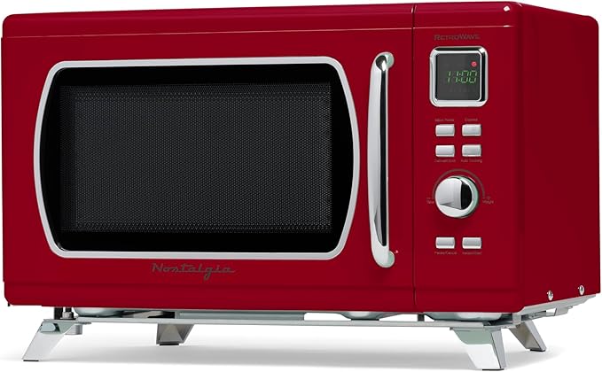 Nostalgia NMCMO9FTRD6A Microwave Oven, 0.9 Cu. Ft, Red