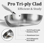 LOLYKITCH 8.5-10 Inch Tri-ply Stainless Steel Frying Pan Set,Skillets,Induction Chef's Pan,Heavy Duty,Dishwasher and Oven Safe,Riveted Handle