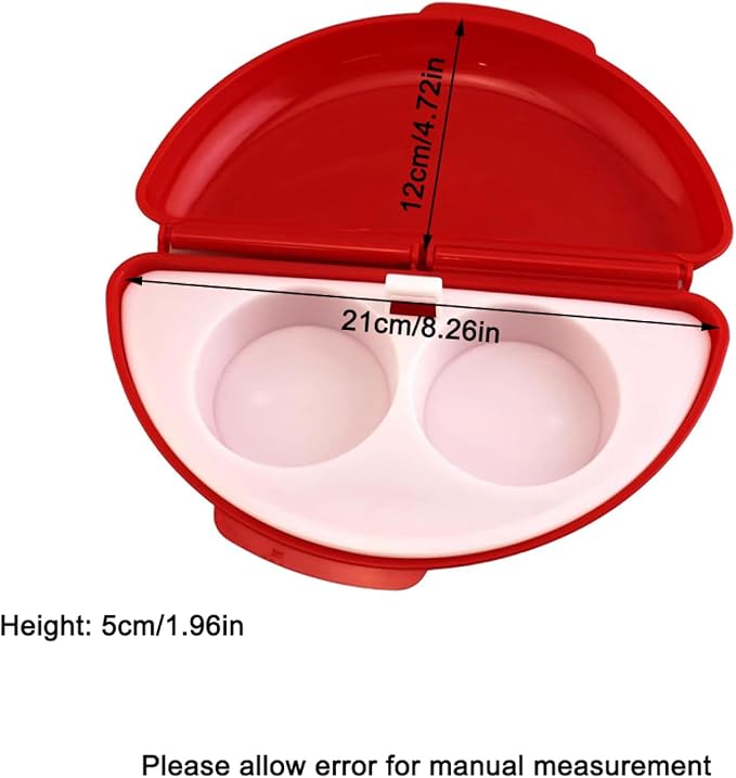 Multifunction Microwave Egg Cooker, Microwave Egg Boiler Poacher, 2 Cavity Nonstick Poached Egg Maker with Lid, Breakfast Egg Cookware (Red)