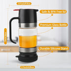 Glass Honey Dispenser,10 OZ Honey Pot with Handle,No Drip Honey Container Jar,Maple Syrup Dispenser,Ideal for Honey and Syrup,Black base