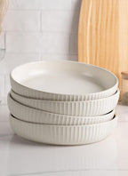 famiware Starlight Large pasta bowls set of 4, Serving Bowls for Pasta, Salad, Dinner, Oatmeal. Microwave Safe-36 oz, 8.46inch, Matte white