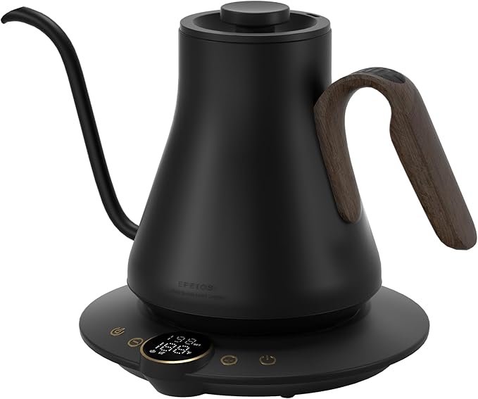 Cocinare FLOW B9 Gooseneck Electric Kettle, Precise Temperature Control for Pour-Over Coffee & Tea Brewing, Stainless Steel Interior, Rapid Heating for Boiling Water 1500W/0.9L (Black Walnut)