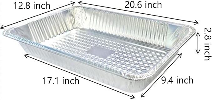 Mistari Deep Foil Pans 21x13 Aluminum Pans Large Disposable Food Containers Extra Heavy Duty Chafing Trays for Baking, Cooking, Heating, Storing, Prepping Food Silver, No Lids (20)