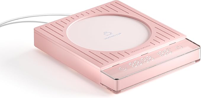 2026 New Smart Coffee Mug Warmer for Desk, Electric Cup Warmer with Auto Shut Off & Timer, 4 Temp Settings, Fast Heating Plate for Coffee, Tea, Candle Warmer, Smart Gift for Office & Home Use(Pink)