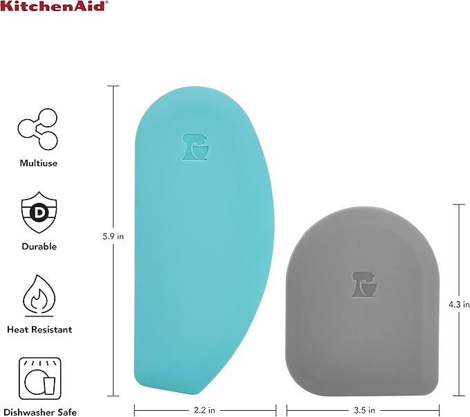 KitchenAid Gourmet Bowl Scraper, Set of 2, Aqua Sky and Storm Grey