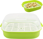 DOERDO Microwave Steamer with Lid, Plastic Vegetable Steamer for Cooking Vegetables and Seafood, 10.4x8.1 Inch, Green