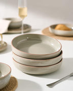 famiware Milkyway 33 oz Bowl Set, Pasta Bowls Set of 4, Salad Bowls, Double Reactive Glaze, Sturdy & Stackable, Ideal for Housewarming, Festivals, Matcha Green with Speckles