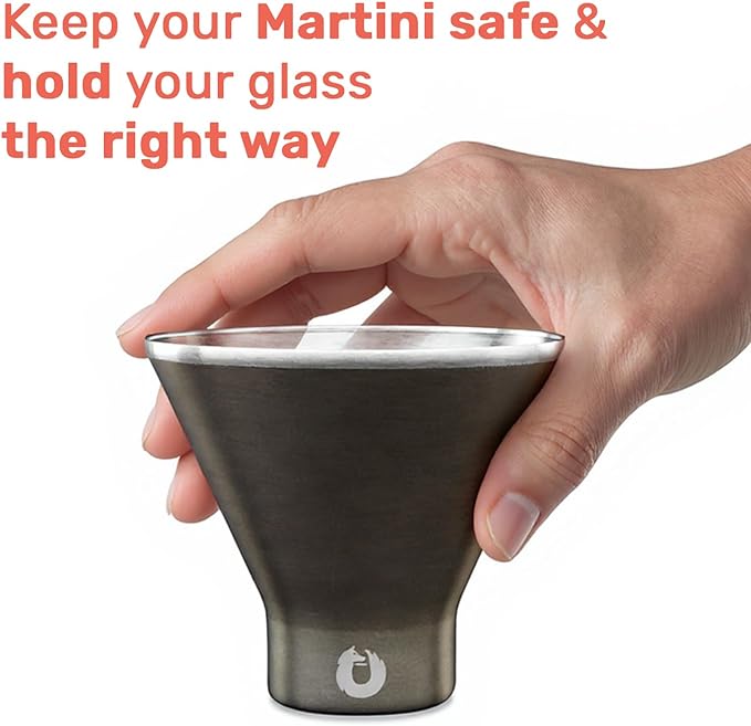 SNOWFOX Premium Vacuum Insulated Stainless Steel Martini Glass, Set of 2, Martinis Stay Icy Cold, Stemless Cocktail Glasses, Elegant Home Entertaining, Bold Beautiful Barware Set, 8 oz, Lime