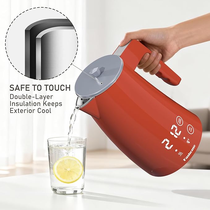 Electric Kettle with 5-Temperature Control,1.25L Cordless,Penguin Shape Design,1200W with Keep Warm and Auto Shut-Off,Perfect for Tea,Coffee & Themed Kitchen(Orange)