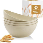 Large Bowls 65 OZ, Wheat Straw Bowls Set of 4, Unbreakable Salad Bowl, Microwave & Dishwasher Safe Big Bowl, Kitchen Serving Bowl for Salad, Cereal, Soup and Oatmeal (Beige)