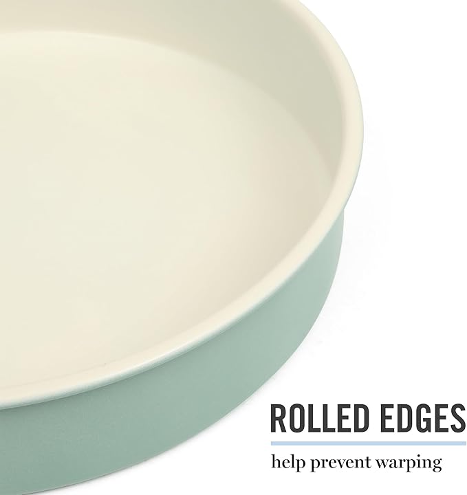 Martha Stewart Gallen 8 Inch Round Nonstick Carbon Steel Cake/Bake Pan - Teal