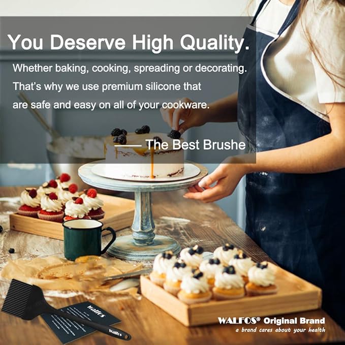 WALFOS Extra Large Silicone Basting Pastry Brush, 2.5 inch Wide Bristle Butter Oil Brush, Prefect for BBQ Grill Baking Kitchen Cooking-Pieces Design, BPA Free and Dishwasher safe