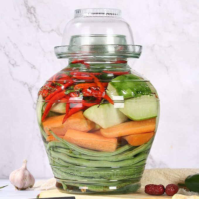 2.5L Pickle Jar Glass Jar with Lid, Wide Mouth Fermentation Jar Canning Jar for Making Pickles, Kimchi, Sauerkraut, Kombucha and Wine Brewing