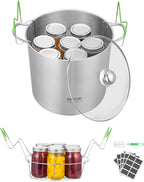 VEVOR 21 QT Canning Pot with Rack and Lid, Stainless Steel Waterbath Canner with Dual Handle and Glass Lid, Compatible with All Cooktops: Induction, Gas, Electric, Glass, Ceramic, Halogen
