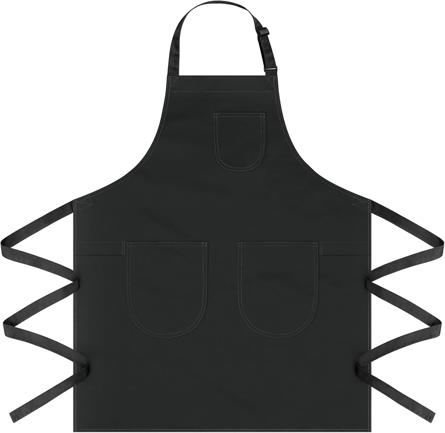 Unisex Apron with Pockets for Cooking, Salon & Art - 100% Cotton Adult Kitchen, Chef, Stylist Apron
