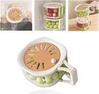 MultiPurpose Drain Basket with Lid,Vegetable Fruit Washing Bowl with Strainer,2 in 1 Foldable Handle Fruit Strainer,Berry Basket for Fridge(Brown)