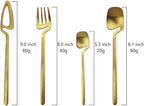 JASHII Hangable Silverware Set, Matte Gold Flatware Cutlery Set Service for 2, Satin Finish 8 Piece Stainless Steel Utensils Set for Home and Restaurant, Dishwasher Safe(Gold)