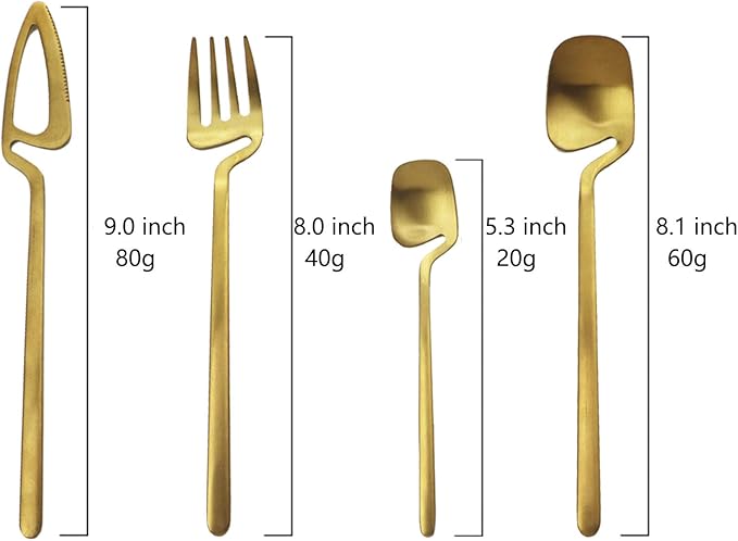 JASHII Flatware Set 32-piece Silverware Set Matte Finished Cutlery Set Service for 8 Include Knife/Fork/Spoon/Coffee spoon Dishwasher Safe (Gold)