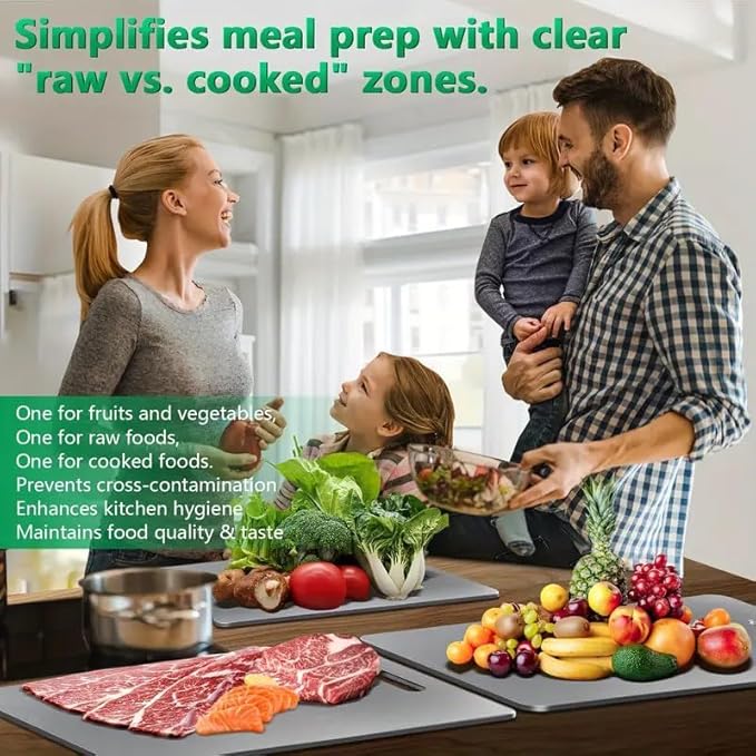 Katuchef Titanium Cutting Board 2025 New Upgrade Pure Titanium Cutting Boards for Kitchen Double Sided Non Toxic Katuchef Cutting Board,Hygiene Durable Dishwasher Safe Chopping Board(18.11IN*11.81IN)