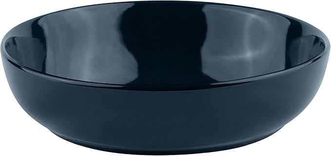 KooK Pasta Bowl, Salad Bowls, Soup, Serving Bowls, Ceramic, Large Capacity, Microwave & Dishwasher Safe, Set of 4, 40 Oz,(Navy Blue)