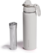 Vesmoon Vessence 24 Oz Stainless Steel Tea Infuser Bottle for Loose Leaf Tea, Water, Herbs, Fruits - Triple Layered Insulated, Leak Proof Bottle with Lid and Clip Handle - 24 Hours Hot/Cold