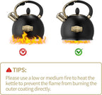 Stovetop Tea Kettle - 2.64 Quart Whistling Tea Pot for Stove Top, Stainless Steel Tea Kettle for All Stovetops Including Induction, Gas, Electric | Ergonomic Pouring Design