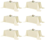 sancua Rectangle Tablecloths 6 Pack - 90x156 Inch - Beige Washable Fabric Cloth Table Cloth, Large Reusable Polyester Table Covers for Wedding, Party, Birthday, Banquet