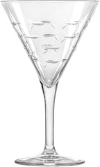 Rolf Glass School of Fish Martini Glass | Stemmed 7.5 oz. Martini Glasses | Lead-Free Glass | Diamond-Wheel Engraved Cocktail Glasses | Made in the USA (Set of 4)