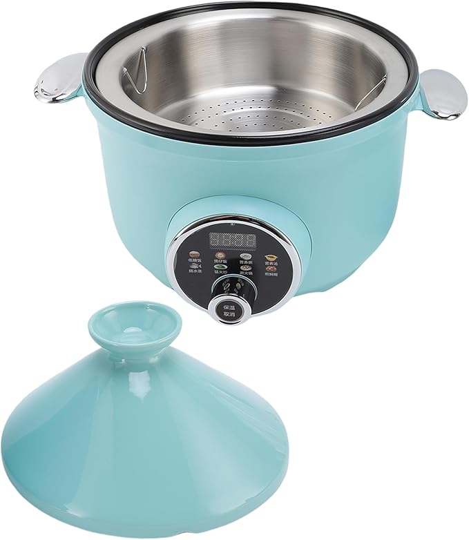 Zerodis Pot Tagines Non Stick Inner Pot Stainless Steel Basket Appetizer Bowls Tajine Style with Dome Cover Tagine Serving Dish 3.2 Liter Capacity Smart Pressure Cooker Cooker (US Plug 110v)