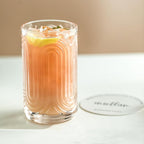 INSETLAN Set of 12 Vintage Glassware - 14 oz Water Drinking Glasses, Art Deco Ripple Glass Cup, Cocktail Glasses, for Bar Beverages, Iced Coffee, Juice, Housewarming Presents, New House Essentials