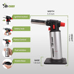 Jo Chef Kitchen Torch With Butane included, Refillable Butane Torch, Creme Brulee Torch, Blow Torch Lighter gun With Safety Lock & Adjustable Flame, 3 Cans (3.38oz) Included