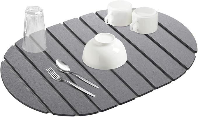 Quick Dry Stone Mat, Stone Drying Mat for Kitchen Counter, Large Dish Drying Mat - Diatomaceous Earth Dish Drying Mats, Modern Fast Dry Pad for Bathroom, 24"x16", DarkGray