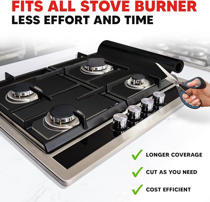 Teflon Liner Roll for Ovens, Stovetops & Grills (75” x 17”) - Custom Cut to Size & Shape Needed - Versatile Non-Stick Teflon Mat, Can Use As Oven Liner, Grill Mat, Stovetop Cover, Baking Sheet, etc.