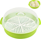 DOERDO Microwave Steamer for Cooking Microwave Vegetable Steamer with Lid, Microwave Cookware Vegetables Seafood Cooking, Green, 10Inch