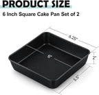 TeamFar Square Cake Pan, 6 inch Small Baking Roasting Pans with Stainless Steel Core & Nonstick Coating, for Making Cakes Brownie Lasagna, Non-toxic & Sturdy, Oven Safe & Easy to Clean – Set of 2