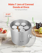VEVOR 21 QT Canning Pot with Rack and Lid, Stainless Steel Waterbath Canner with Dual Handle and Glass Lid, Compatible with All Cooktops: Induction, Gas, Electric, Glass, Ceramic, Halogen