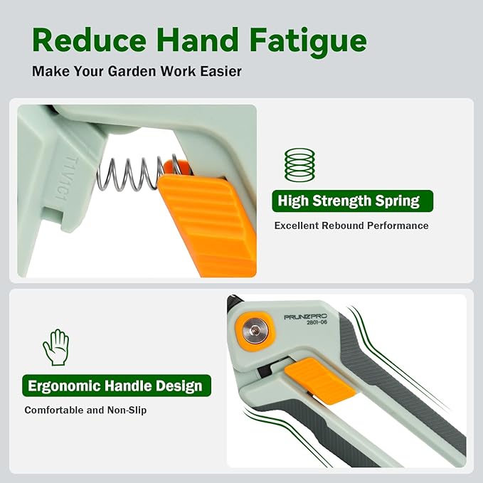 PrunePro Garden Scissors Pruning Shears Sharp Stainless Steel Non-Stick Teflon Coating Blade for Precise Cuts Garden Snip Bonsai Clippers for Plants Rose Flower 3 Pack