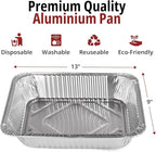 Aluminum Pans Disposable Half Size (100 Pack), 9x13 Steam Foil Deep Pans for, Prepping, Roasting, Food, Storing, Heating, Cooking, Chafers, Catering, BBQ Grilling,