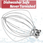 K45WW Dishwasher Safe Wire Whip Attachment 6 Wire Whisk Upgrade Real Stainless Steel Fits KitchenAid Tilt-Head Stand Mixer for Egg Heavy Cream Beater, Cakes Mayonnaise