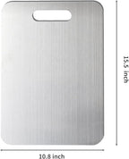 Titanium Cutting Boards for Kitchen 304 Stainless Steel Cutting Board，Metal Chopping Boards Perfect for Various Cooking Tasks Double-Sided Use（15x11in）