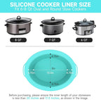 ChefAid Slow Cooker Liners, 100% Silicone Reusable Crock Pot Insert Accessories for 6-8 Oval or Round Quart Slow Cookers, Food Safe & Dishwasher Safe (Grey-Mint)