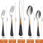 20 Piece Black Gold and Silver 18/0 Flatware Utensil Set for 4, Include Dinner Knife,Dinner Forks,Dinner Spoons,Salad Forks,Teaspoons,Silverware Set for 4, Dishwasher Safe