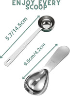 Coffee Scoop Set – 30ml Curved & 15ml Round Stainless Steel Measuring Spoons – Dual Design for Perfect Coffee Tea, & More – Ergonomically Balanced Handles