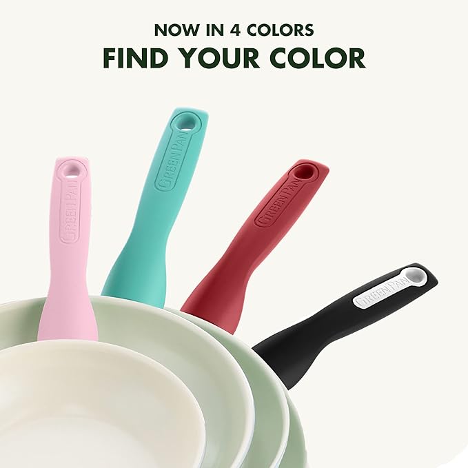 GreenPan Rio Healthy Ceramic Nonstick 16 Piece Cookware Pots and Pans Set, PFAS-Free, Dishwasher Safe, Pink