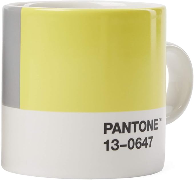 Pantone Porcelain Espresso Cup, Thick-Walled, Dishwasher-Safe, 120 ml, Illuminating 13-0647 & Ultimate Gray 17-5104, 18582