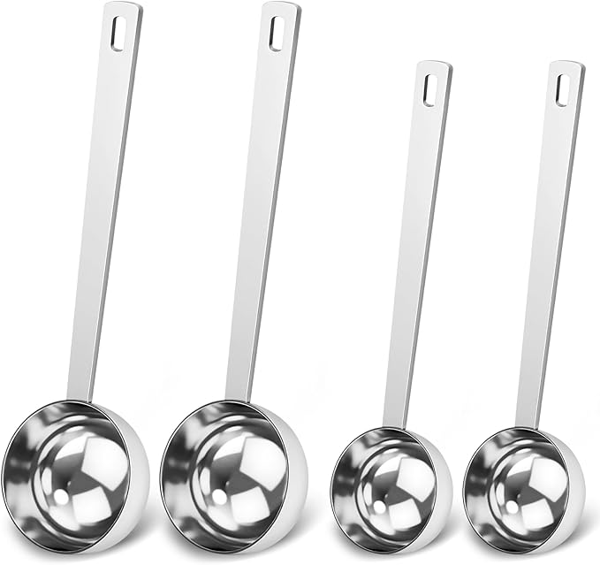 4ps Coffee Scoop, 15 & 30 ML Stainless Steel Tablespoon Measuring Spoon, Long Handle Tablespoon for Ground Coffee Tea Protein Powder Espresso
